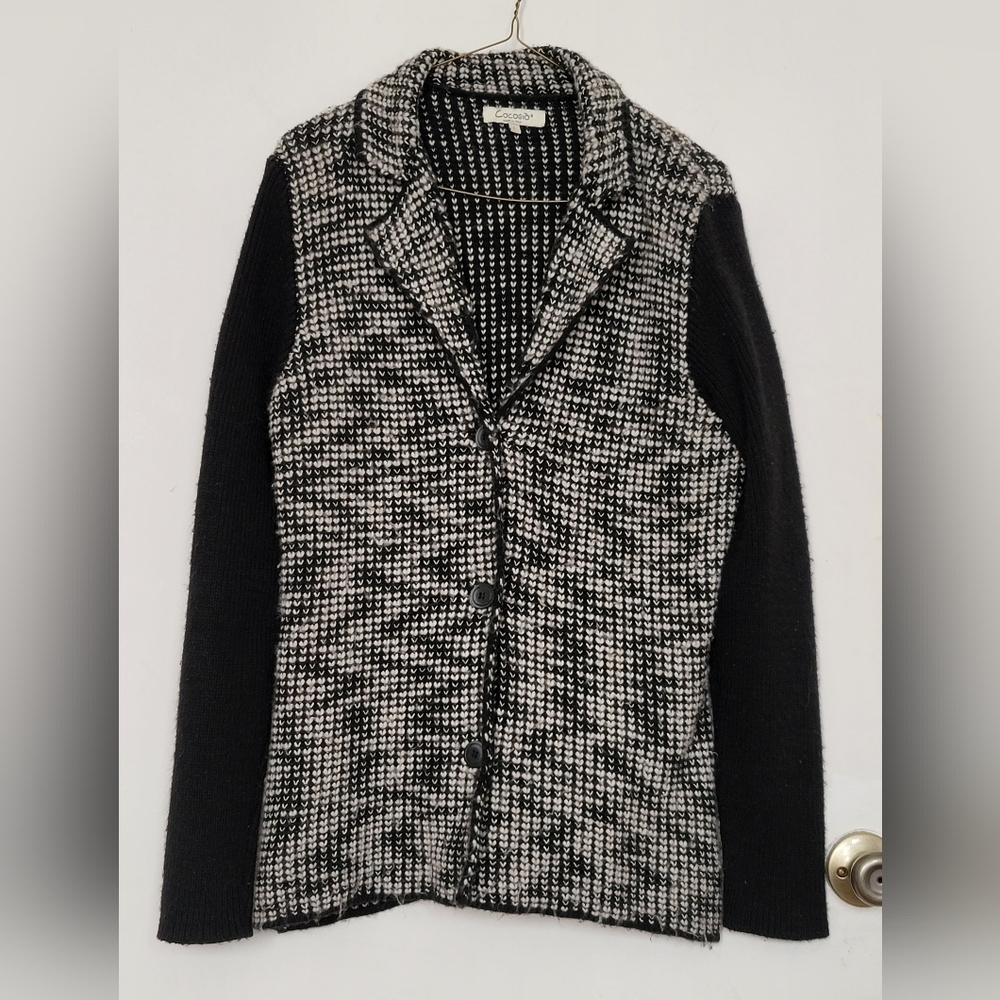 Cocogio Black White Knit Cardigan/Sweater Italy-Large